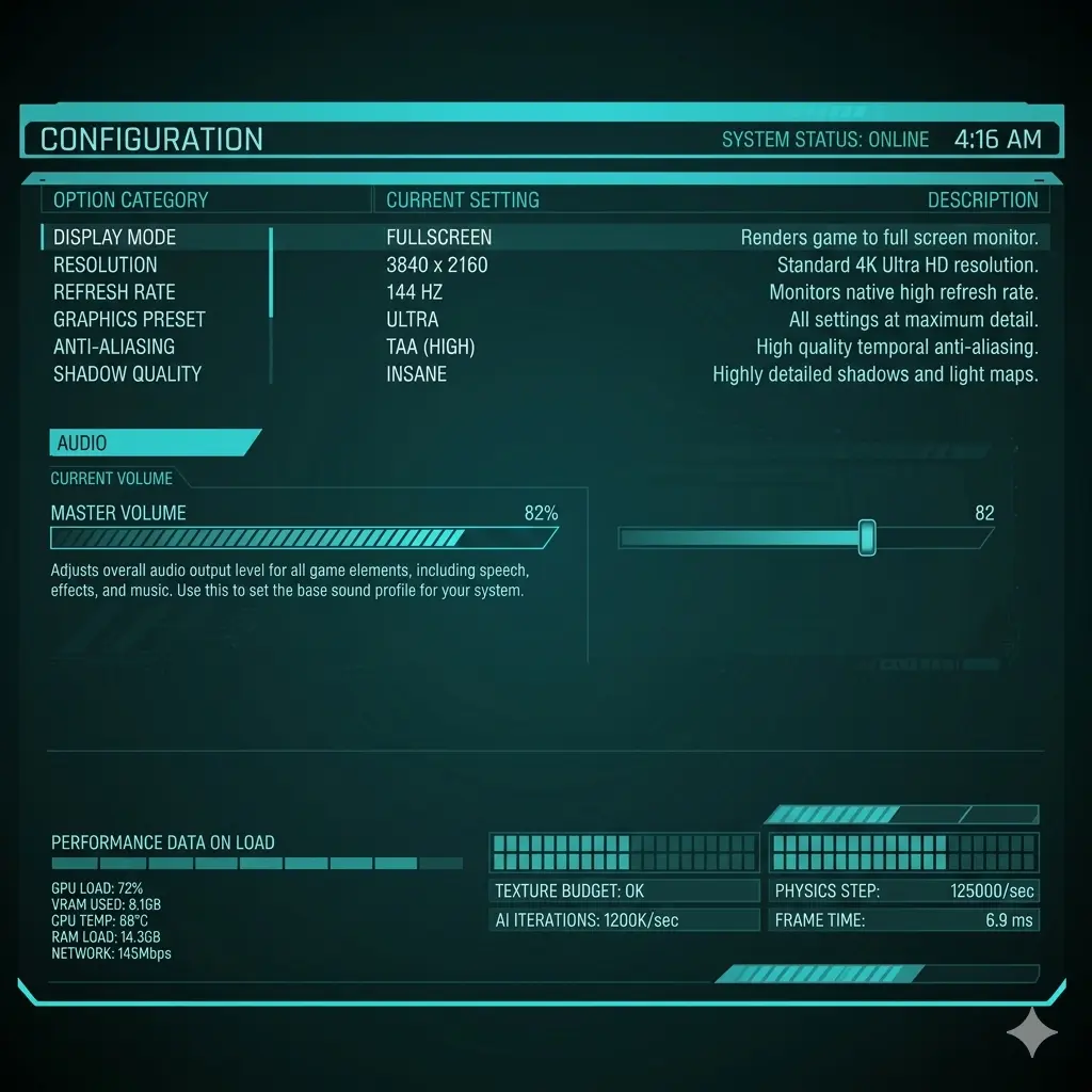 Futuristic game UI